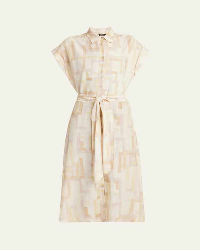 Abstract Watercolor Belted Dress